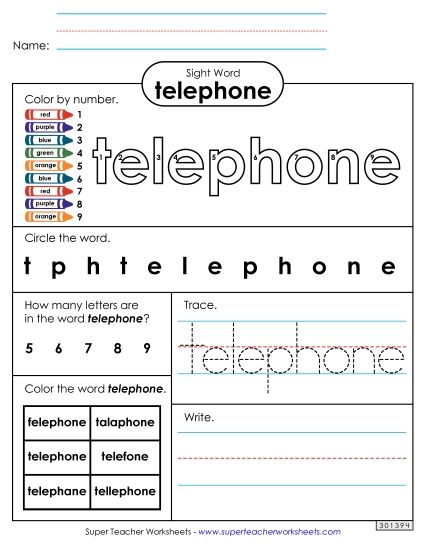 Worksheet 4: Telephone (Printable PDF Worksheet)