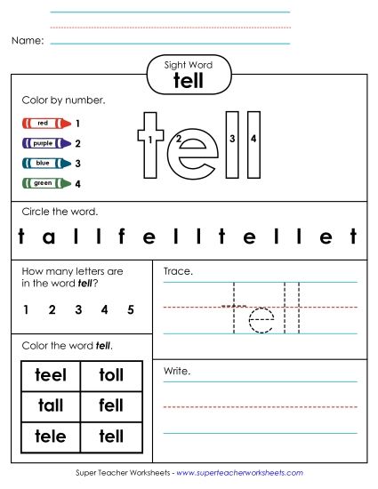 Worksheet 4: Tell (Printable PDF Worksheet)
