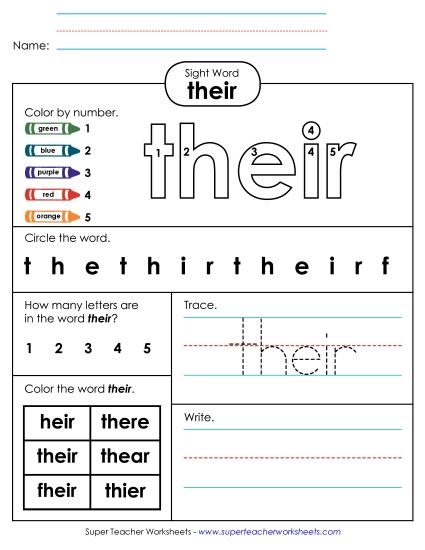 Worksheet 4: Their (Printable PDF Worksheet)