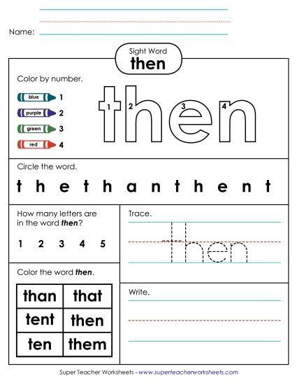 Worksheet 4: Then (Printable PDF Worksheet)