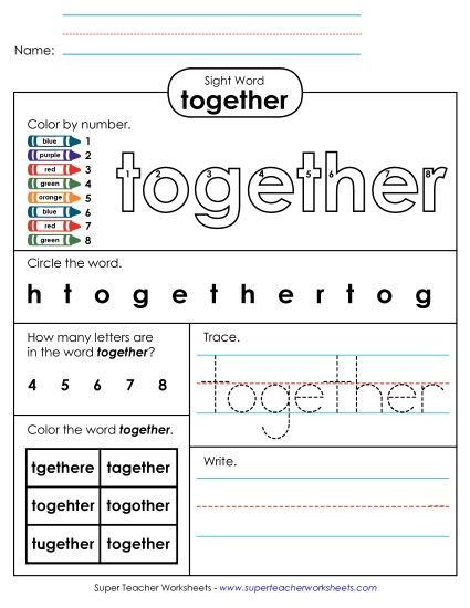 Worksheet 4: Together (Printable PDF Worksheet)