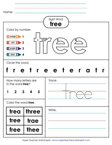 Worksheet 4: Tree (Printable PDF Worksheet)