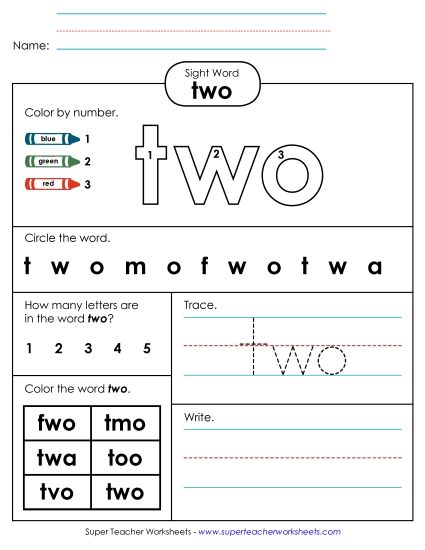 Worksheet 4: Two (Printable PDF Worksheet)
