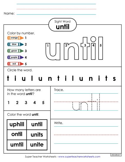 Worksheet 4: Until (Printable PDF Worksheet)