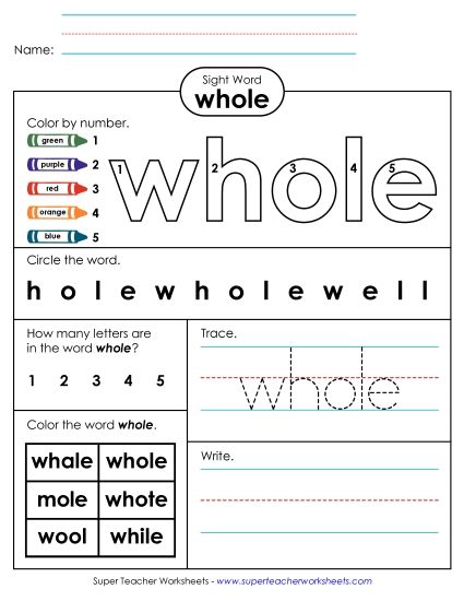 Worksheet 4: Whole (Printable PDF Worksheet)