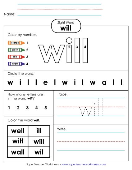 Worksheet 4: Will (Printable PDF Worksheet)