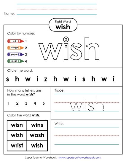 Worksheet 4: Wish (Printable PDF Worksheet)