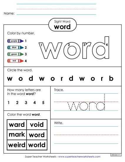 Worksheet 4: Word (Printable PDF Worksheet)