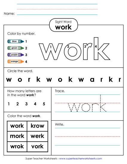 Worksheet 4: Work (Printable PDF Worksheet)