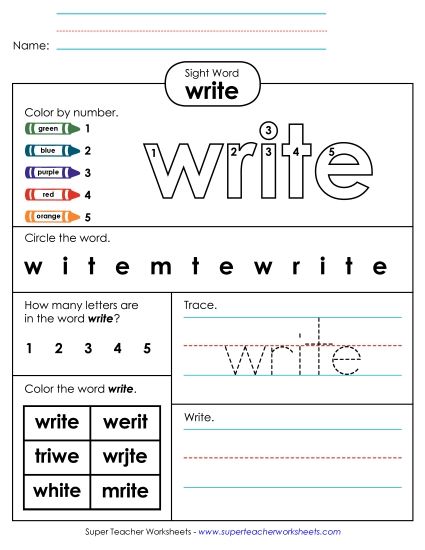 Worksheet 4: Write (Printable PDF Worksheet)