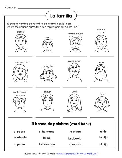 Family Members - Write the Word: Family (Printable PDF Worksheet)