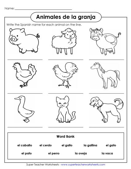 Farm Animals  - Write the Word: Farm Animals (Printable PDF Worksheet)