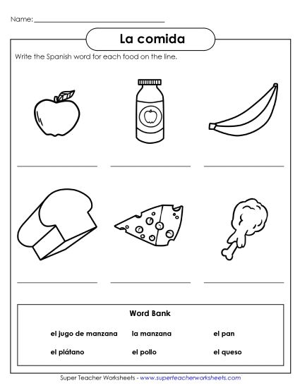 Foods  - Write the Word: Food 1 (Printable PDF Worksheet)