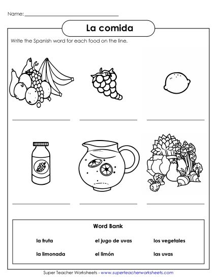 Foods  - Write the Word: Food 2 (Printable PDF Worksheet)