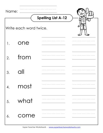 Worksheets - Write Twice (A-12) (Printable PDF Worksheet)