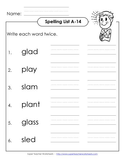 Worksheets - Write Twice (A-14) (Printable PDF Worksheet)