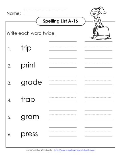 Worksheets - Write Twice (A-16) (Printable PDF Worksheet)