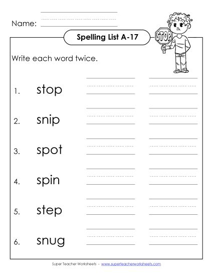 Worksheets - Write Twice (A-17) (Printable PDF Worksheet)