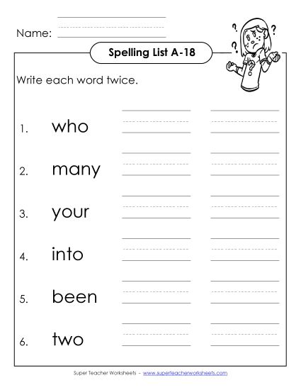 Worksheets - Write Twice (A-18) (Printable PDF Worksheet)