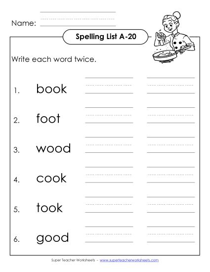 Worksheets - Write Twice (A-20) (Printable PDF Worksheet)
