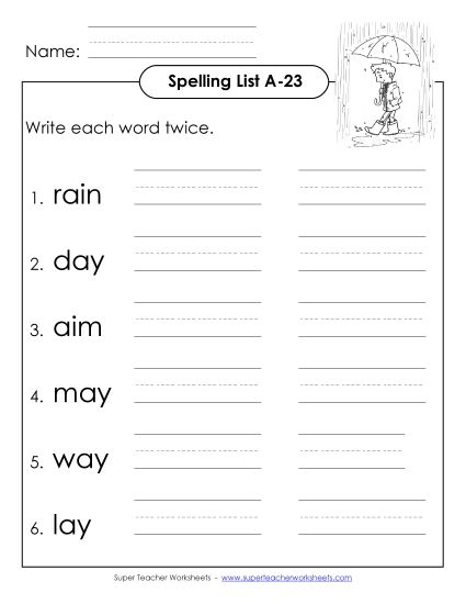 Worksheets - Write Twice (A-23) (Printable PDF Worksheet)