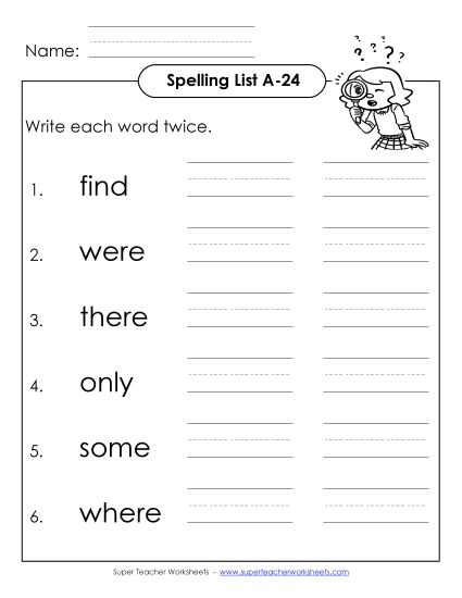 Worksheets - Write Twice (A-24) (Printable PDF Worksheet)