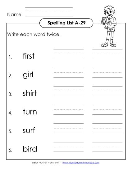 Worksheets - Write Twice (A-29) (Printable PDF Worksheet)