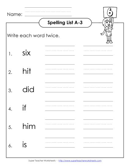 Worksheets - Write Twice (A-3) (Printable PDF Worksheet)