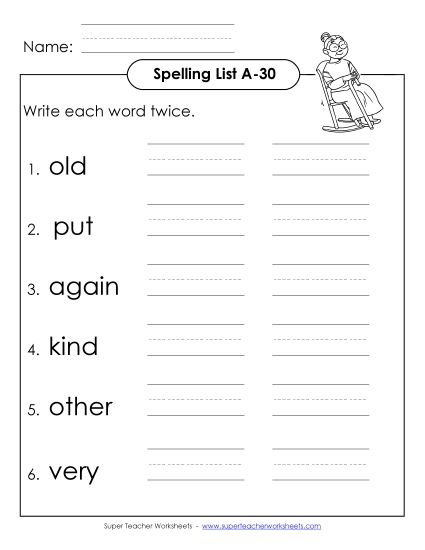 Worksheets - Write Twice (A-30) (Printable PDF Worksheet)
