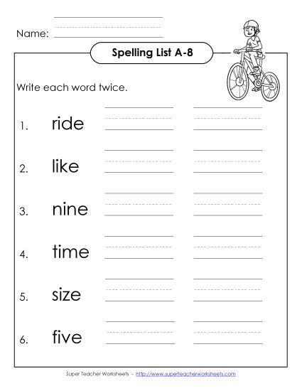 Worksheets - Write Twice (A-8) (Printable PDF Worksheet)