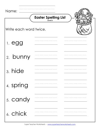Worksheets - Write Twice (A-Easter)  (Printable PDF Worksheet)
