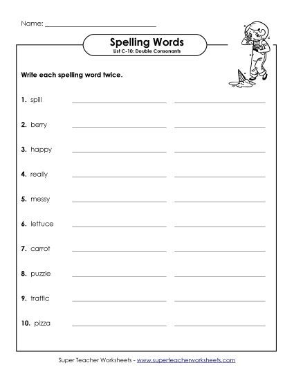 Worksheets - Write Twice (C-10) (Printable PDF Worksheet)