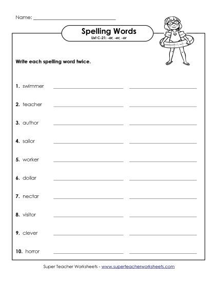 Worksheets - Write Twice (C-21) (Printable PDF Worksheet)