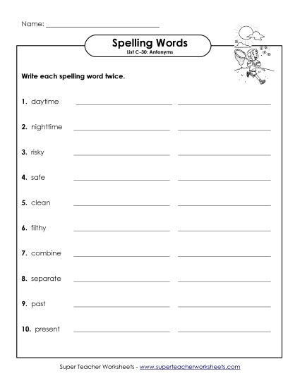 Worksheets - Write Twice (C-30) (Printable PDF Worksheet)