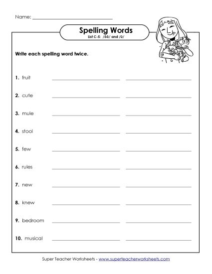 Worksheets - Write Twice (C-5) (Printable PDF Worksheet)