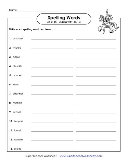 Worksheets - Write Twice (D-14) (Printable PDF Worksheet)