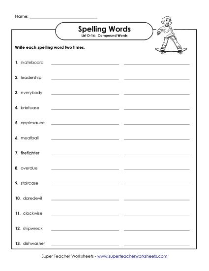 Worksheets - Write Twice (D-16) (Printable PDF Worksheet)