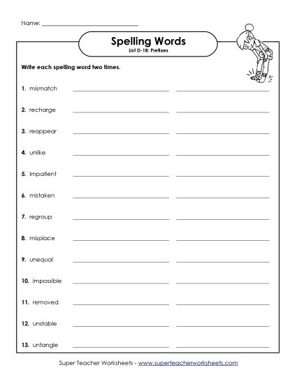 Worksheets - Write Twice (D-18) (Printable PDF Worksheet)