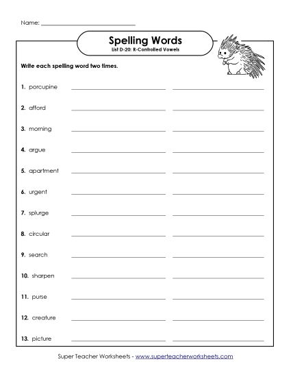 Worksheets - Write Twice (D-20) (Printable PDF Worksheet)