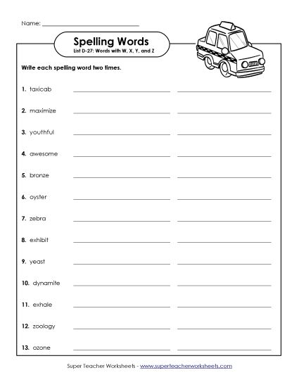 Worksheets - Write Twice (D-27) (Printable PDF Worksheet)