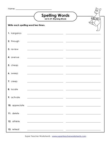 Worksheets - Write Twice (D-29) (Printable PDF Worksheet)
