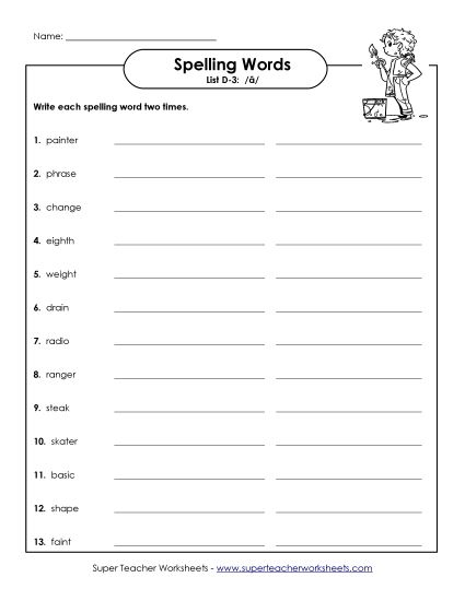 Worksheets - Write Twice (D-3) (Printable PDF Worksheet)