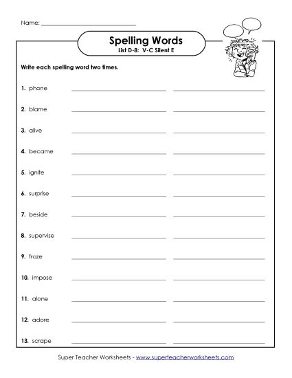 Worksheets - Write Twice (D-8) (Printable PDF Worksheet)
