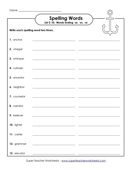 Printable Worksheets - Write Twice (E-10) (Printable PDF Worksheet)