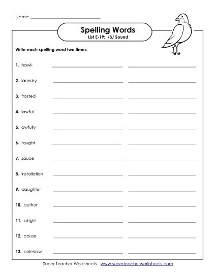 Printable Worksheets - Write Twice (E-19) (Printable PDF Worksheet)