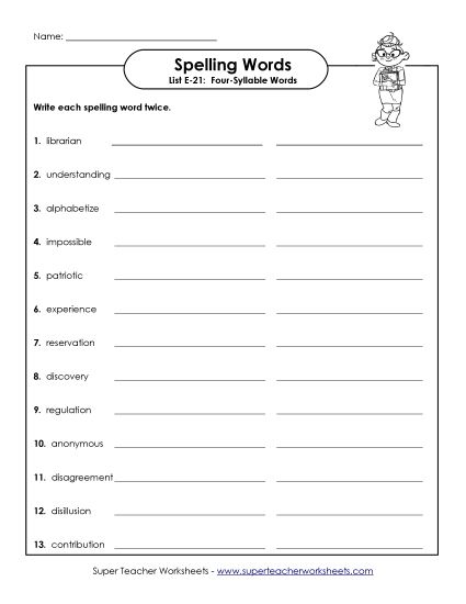 Printable Worksheets - Write Twice (E-21) (Printable PDF Worksheet)