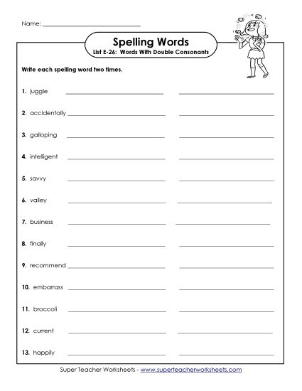 Printable Worksheets - Write Twice (E-26) (Printable PDF Worksheet)