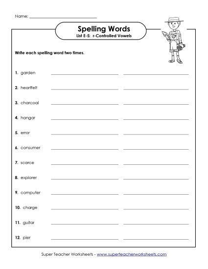 Printable Worksheets - Write Twice (E-5) (Printable PDF Worksheet)