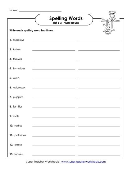 Printable Worksheets - Write Twice (E-7) (Printable PDF Worksheet)
