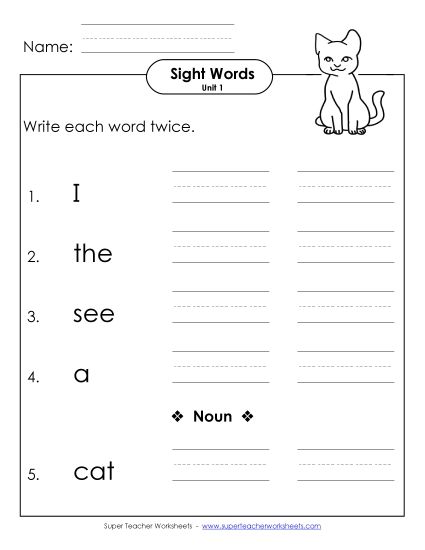 Worksheets - Write Twice (Unit 1) (Printable PDF Worksheet)